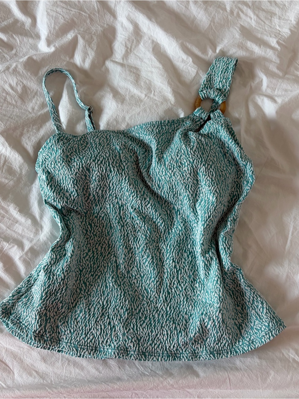 Sleeveless Teal Printed Tankini